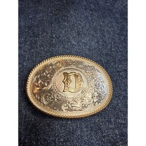 Vintage Montana Silversmiths Initial D Silver Plate Women's Belt Buckle